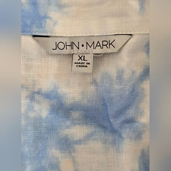 John Mark Women's Embroidered Tie Dye Button Linen Romance Top - Picture 8 of 9